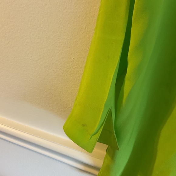 Silk Diane Gilman Lime Green Floral Blouse - Picture 6 of 6